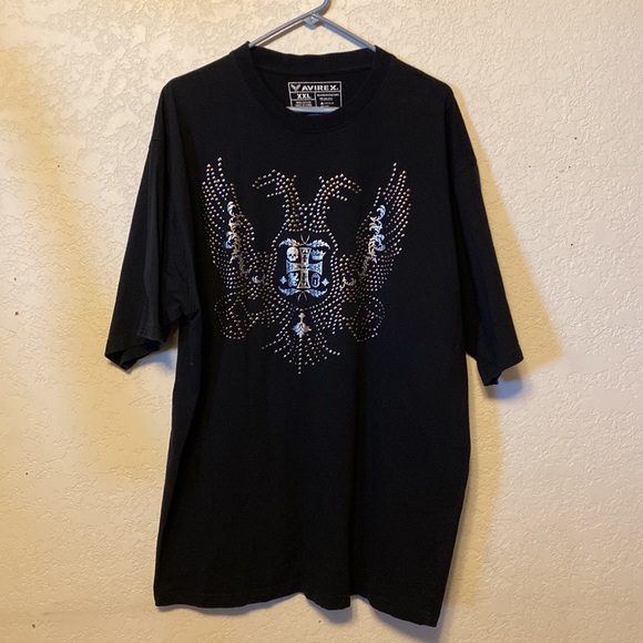 Avirex T-Shirt Studded Design Black 2XL Mens - Picture 5 of 5